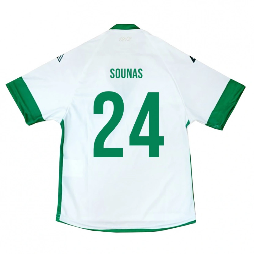Danxen Criança Camisola Dimitrios Sounas #24 Branco Verde Azul Alternativa 2025/26 Camisa