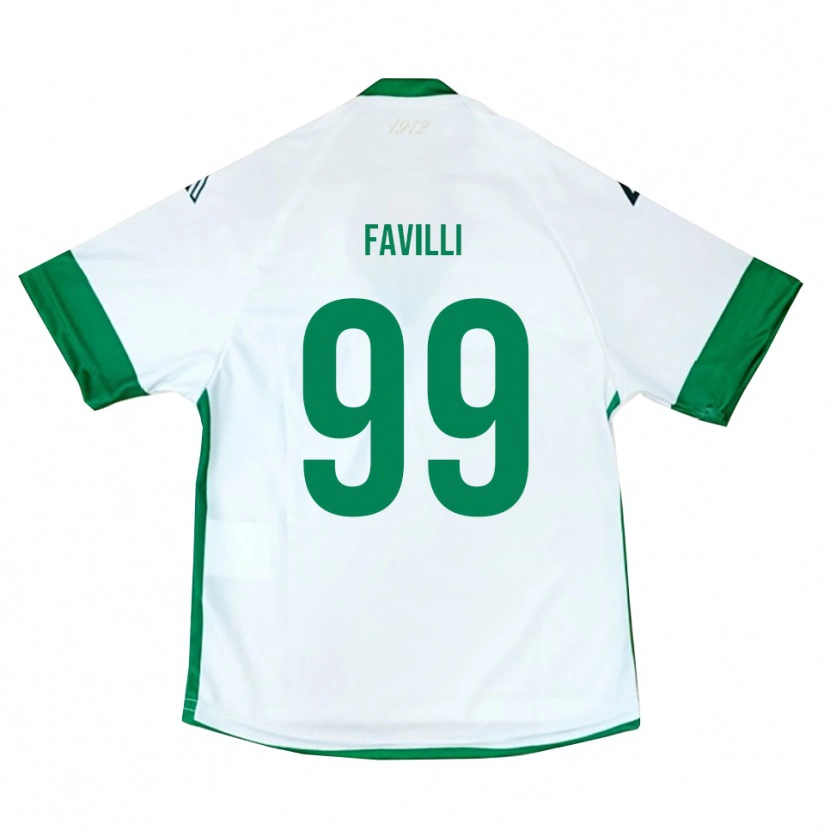 Danxen Criança Camisola Andrea Favilli #99 Branco Verde Azul Alternativa 2025/26 Camisa