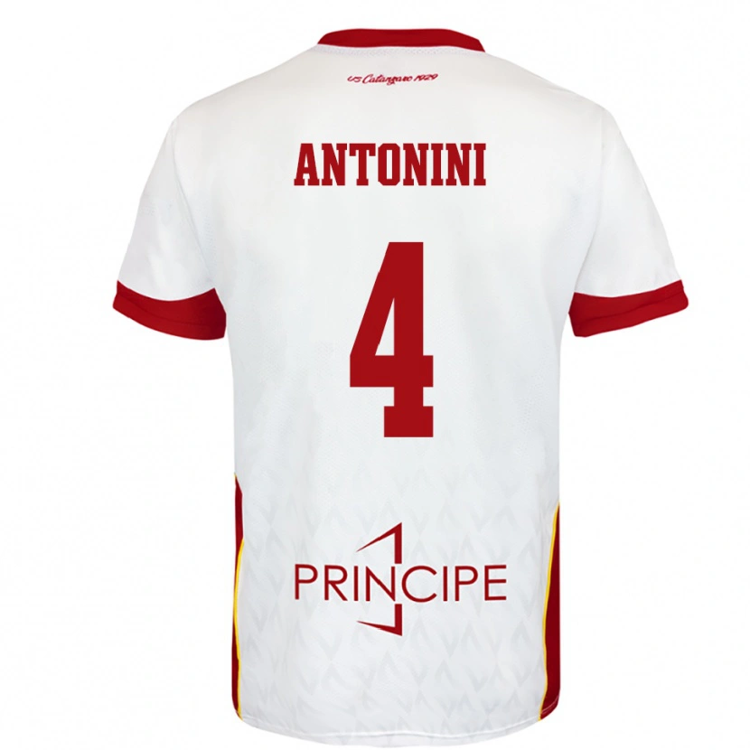 Danxen Criança Camisola Matias Antonini #4 Branco Vermelho Alternativa 2025/26 Camisa