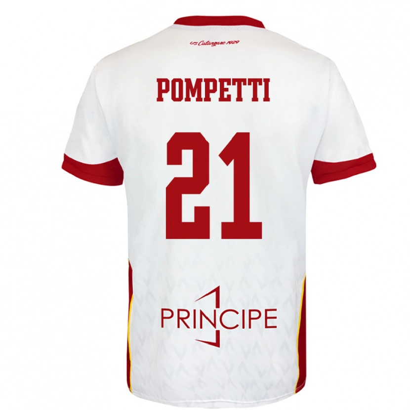 Danxen Criança Camisola Marco Pompetti #21 Branco Vermelho Alternativa 2025/26 Camisa