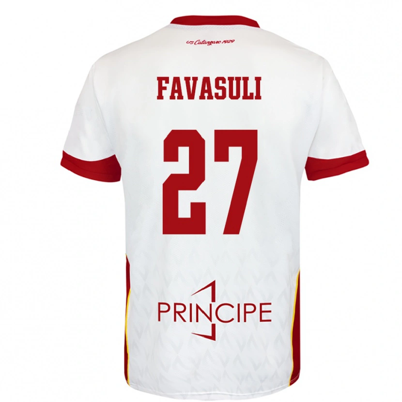 Danxen Criança Camisola Costantino Favasuli #27 Branco Vermelho Alternativa 2025/26 Camisa