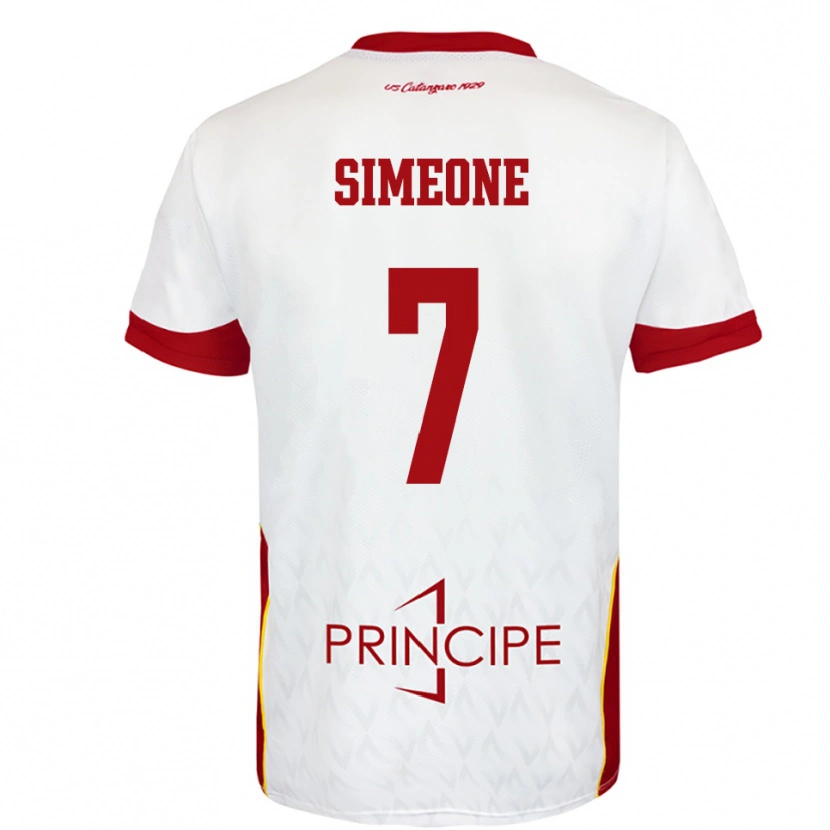 Danxen Criança Camisola Mattia Simeone #7 Branco Vermelho Alternativa 2025/26 Camisa