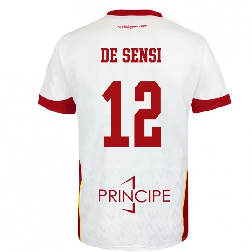 Danxen Criança Camisola Giuseppe De Sensi #12 Branco Vermelho Alternativa 2025/26 Camisa