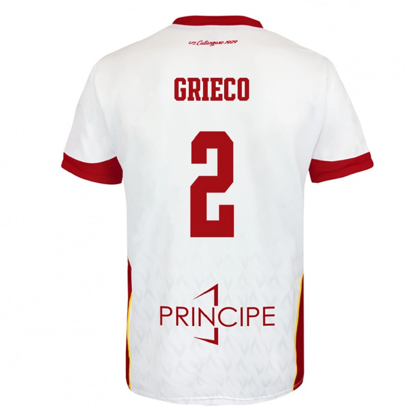 Danxen Criança Camisola Salvatore Grieco #2 Branco Vermelho Alternativa 2025/26 Camisa