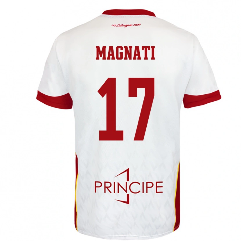 Danxen Criança Camisola Francesco Magnati #17 Branco Vermelho Alternativa 2025/26 Camisa