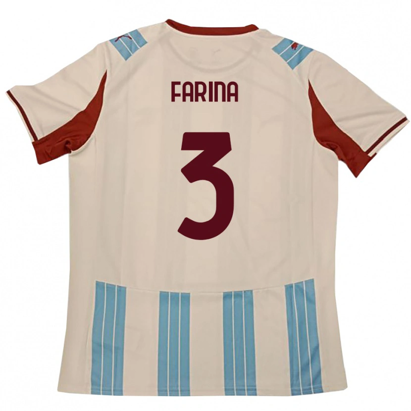 Danxen Criança Camisola Alfredo Farina #3 Azul Celeste Branco Alternativa 2025/26 Camisa