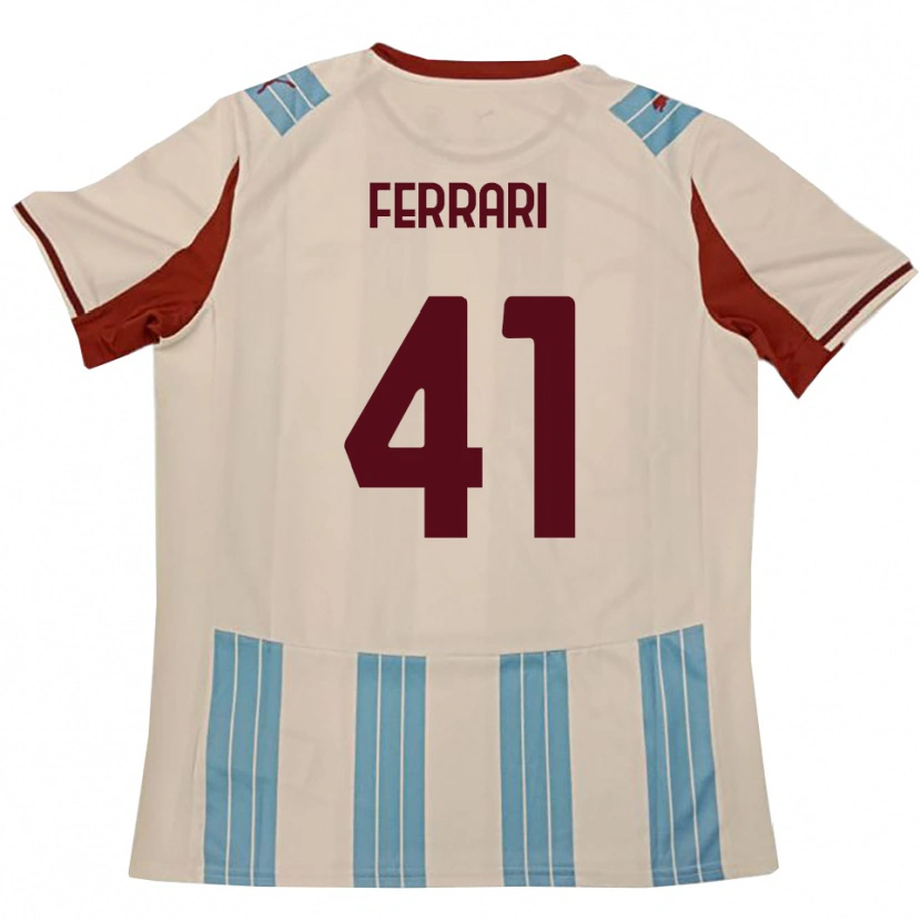 Danxen Criança Camisola Tommaso Ferrari #41 Azul Celeste Branco Alternativa 2025/26 Camisa