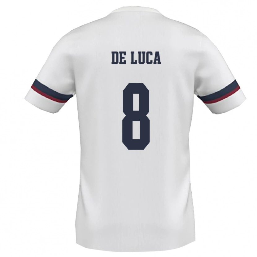 Danxen Criança Camisola Sergio De Luca #8 Branco Vermelho Alternativa 2025/26 Camisa