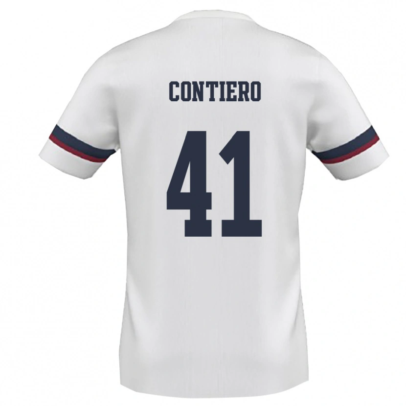 Danxen Criança Camisola Edoardo Contiero #41 Branco Vermelho Alternativa 2025/26 Camisa
