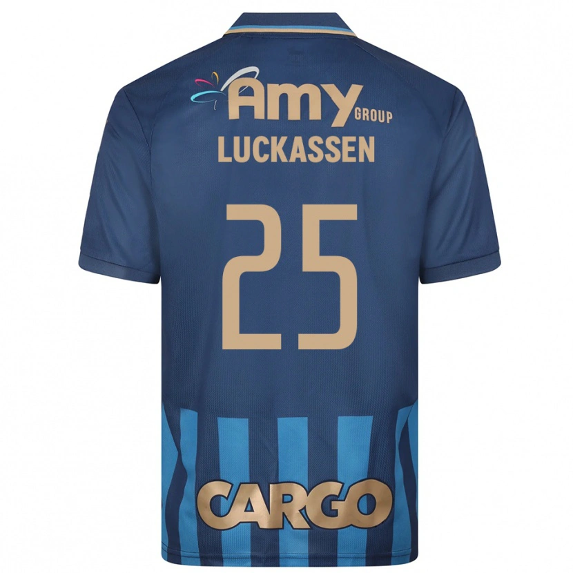 Danxen Criança Camisola Derrick Luckassen #25 Azul Marinho Alternativa 2025/26 Camisa