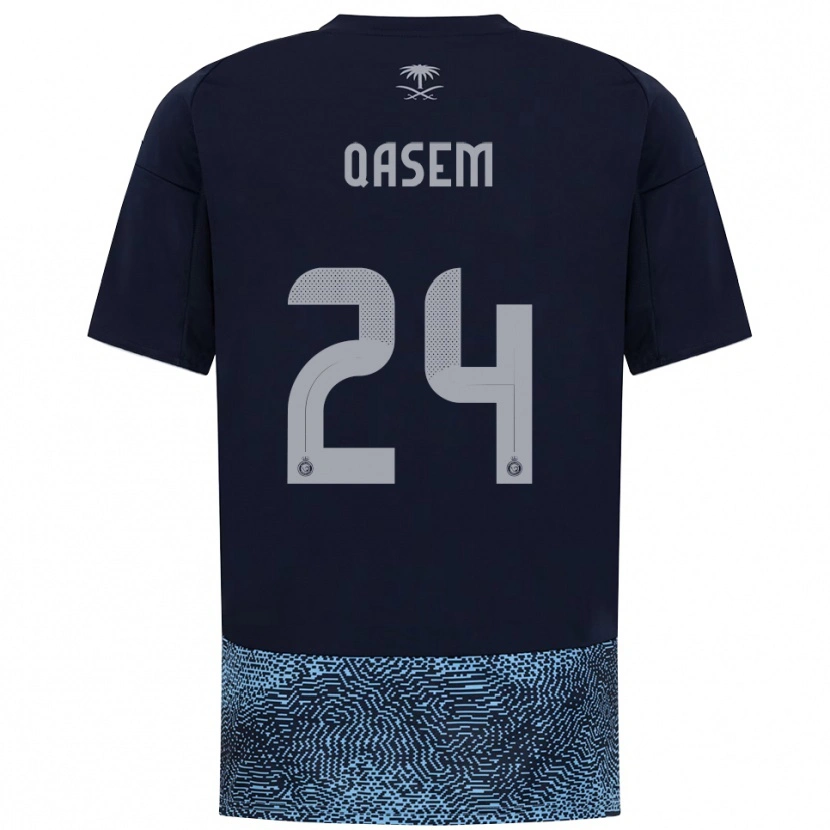 Danxen Criança Camisola Mohammed Qasem #24 Marinho Azul Celeste Alternativa 2025/26 Camisa
