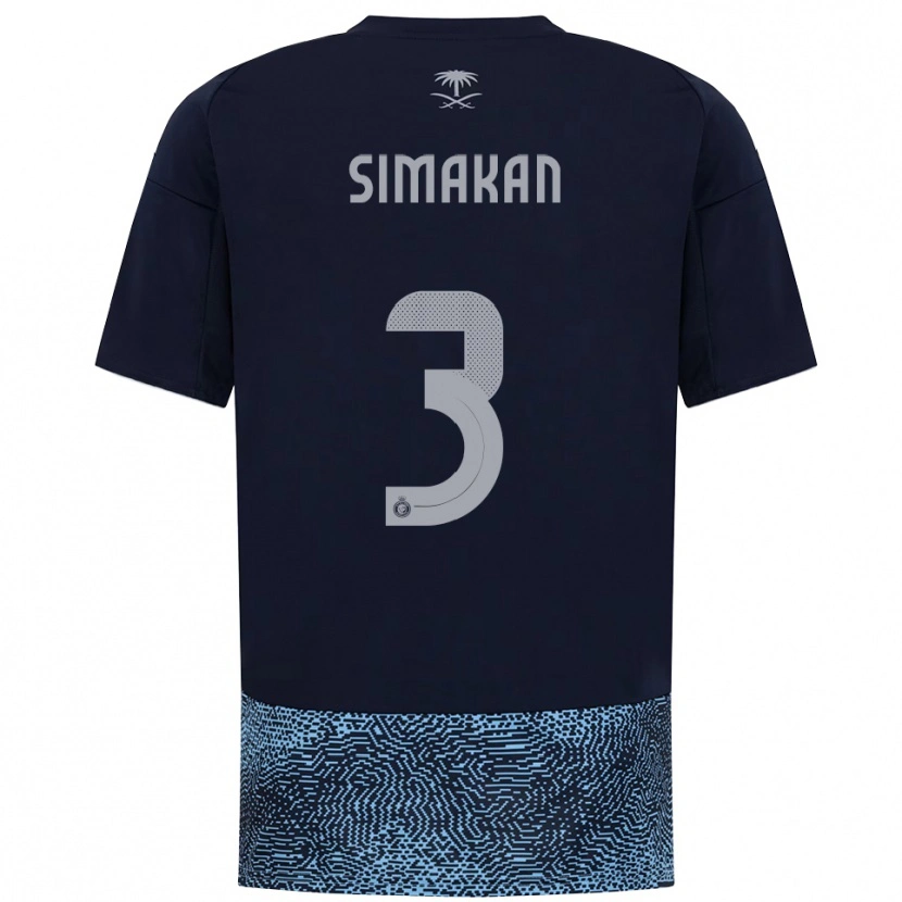 Danxen Criança Camisola Mohamed Simakan #3 Marinho Azul Celeste Alternativa 2025/26 Camisa