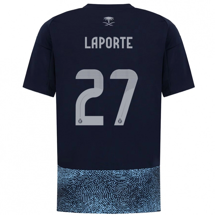 Danxen Criança Camisola Aymeric Laporte #27 Marinho Azul Celeste Alternativa 2025/26 Camisa
