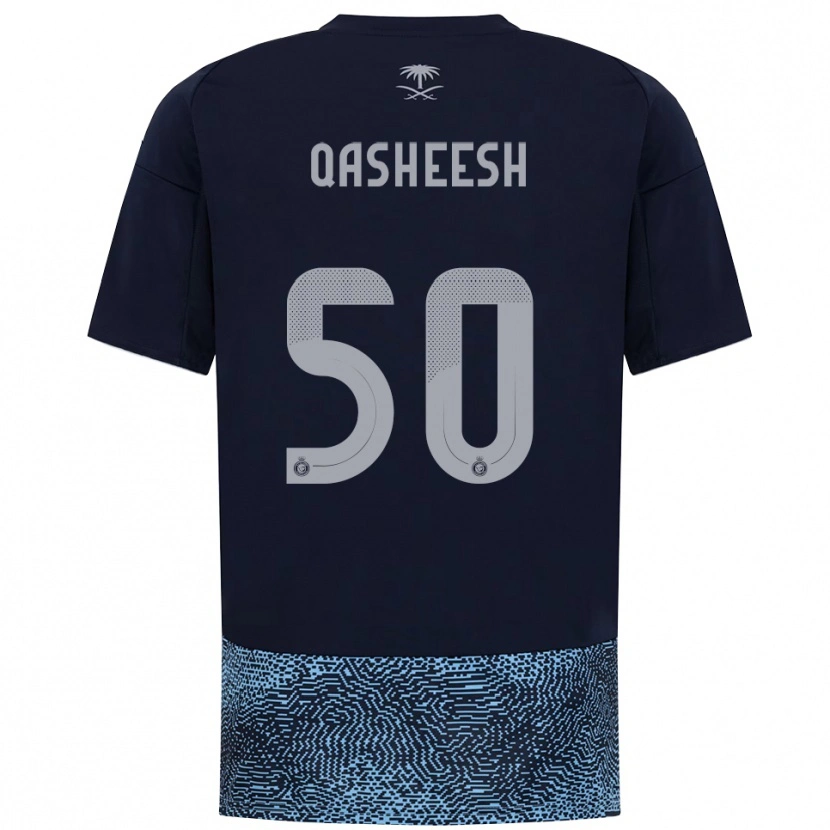 Danxen Criança Camisola Majed Qasheesh #50 Marinho Azul Celeste Alternativa 2025/26 Camisa