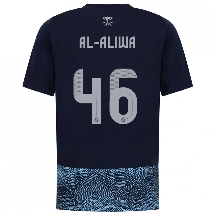 Danxen Criança Camisola Abdulaziz Al-Aliwa #46 Marinho Azul Celeste Alternativa 2025/26 Camisa