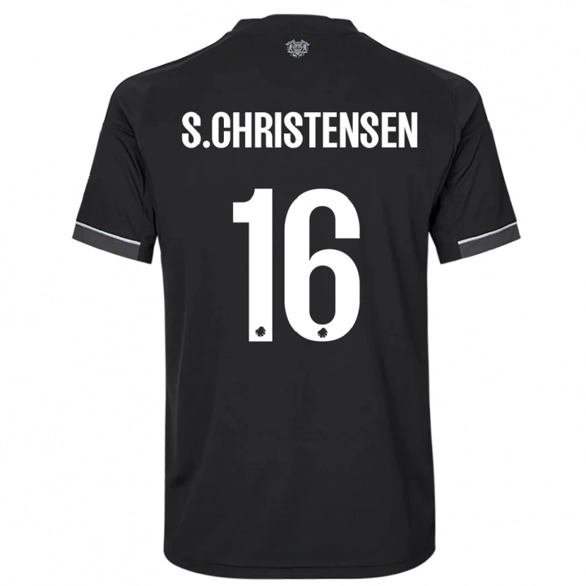 Danxen Criança Camisola Sebastian Christensen #16 Preto Branco Alternativa 2025/26 Camisa