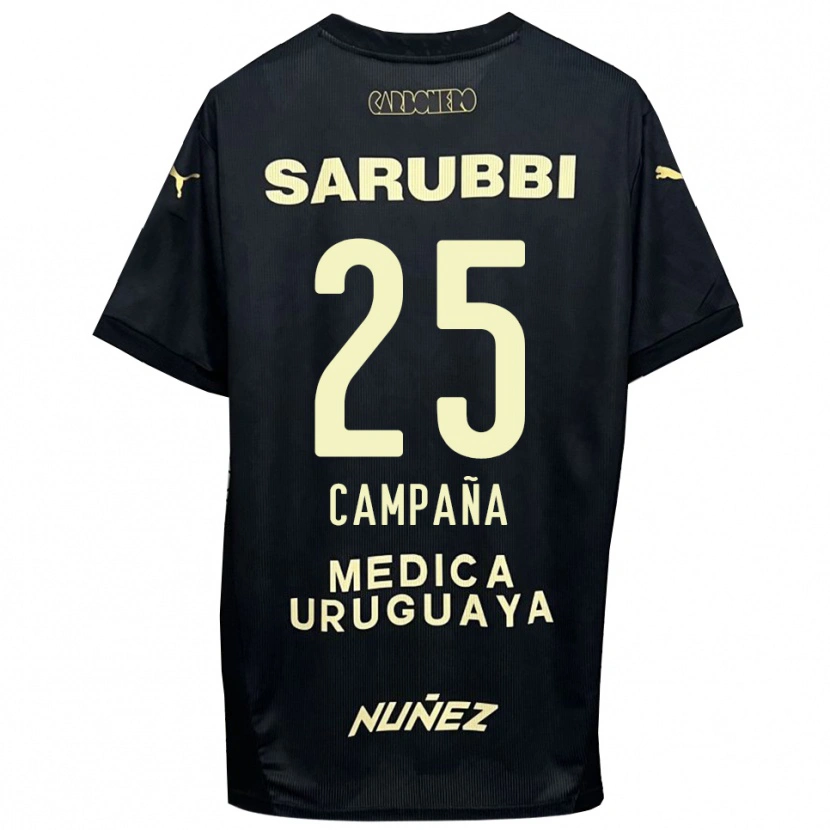 Danxen Criança Camisola Martín Campaña #25 Preto Dourado Alternativa 2025/26 Camisa