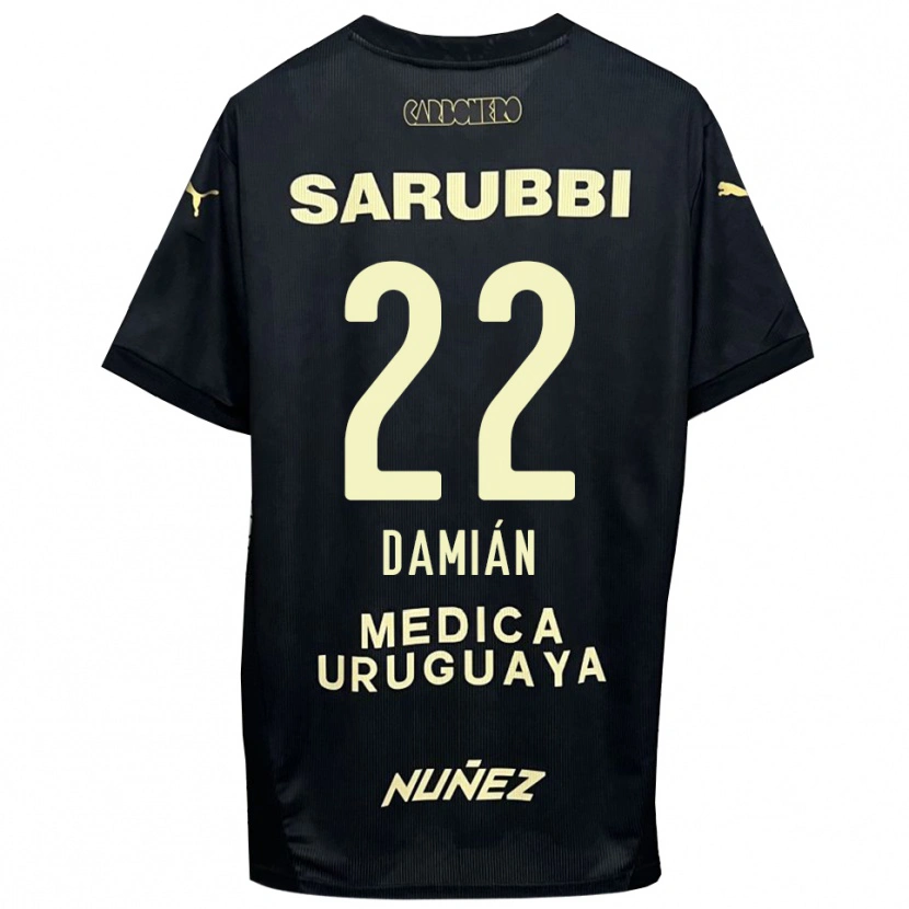 Danxen Criança Camisola Damián Suárez #22 Preto Dourado Alternativa 2025/26 Camisa