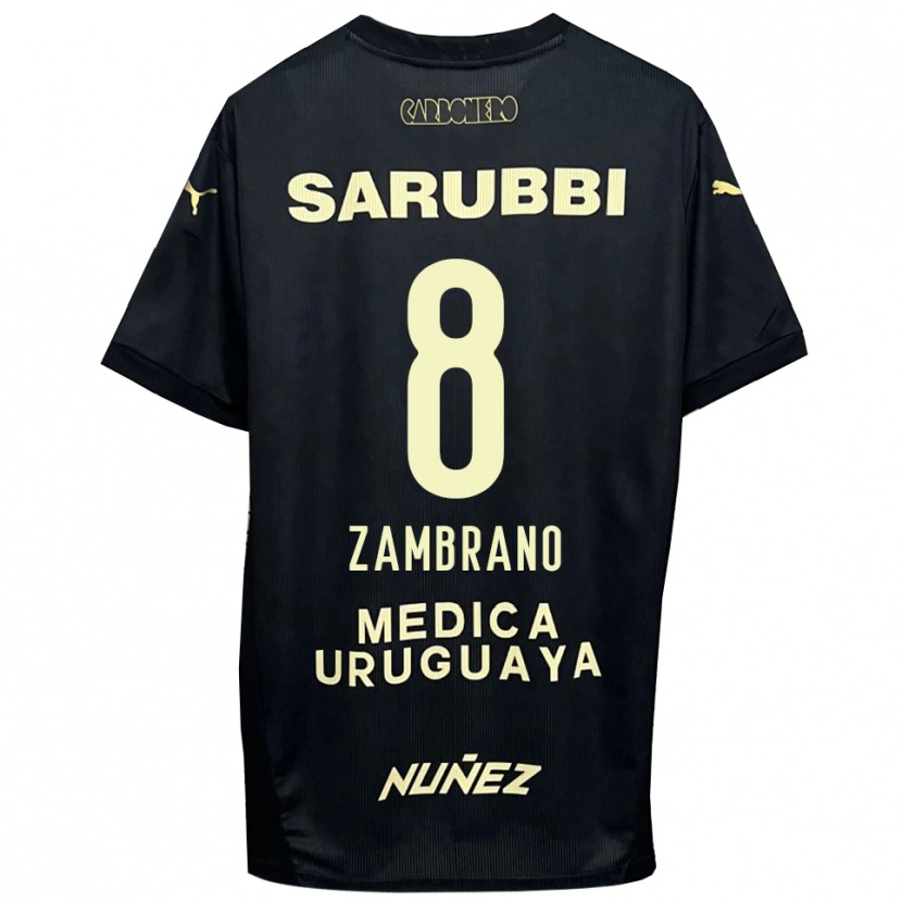 Danxen Criança Camisola Carlos Zambrano #8 Preto Dourado Alternativa 2025/26 Camisa