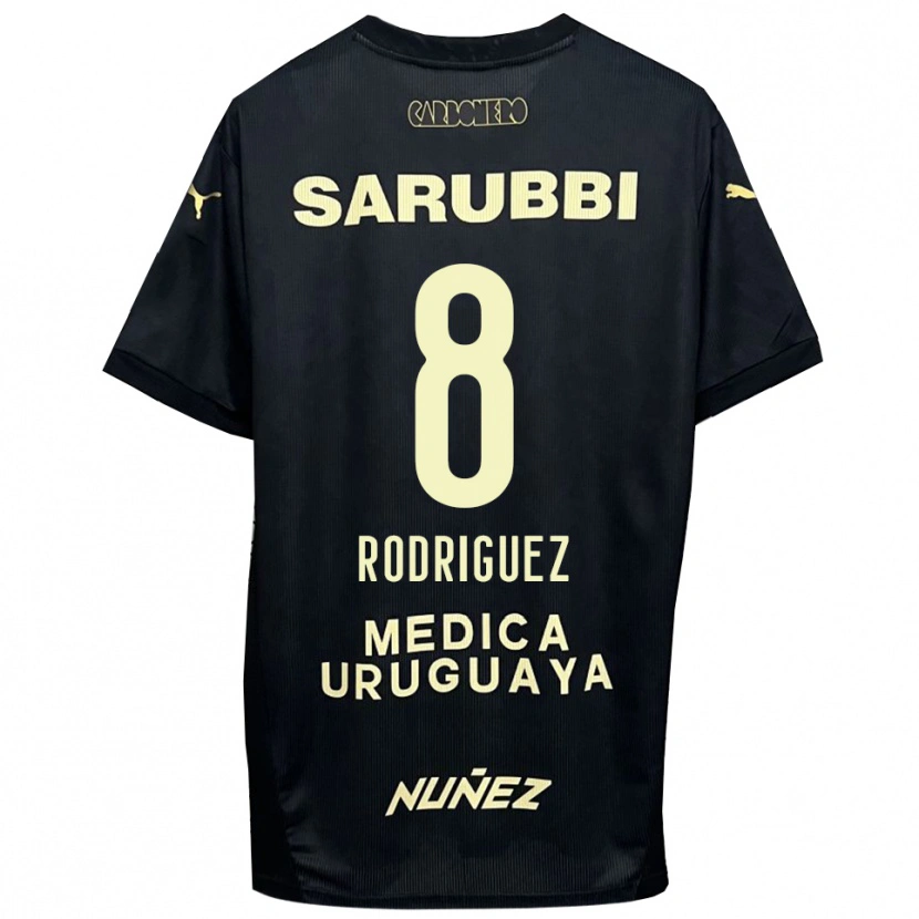 Danxen Criança Camisola Sebastián Rodríguez #8 Preto Dourado Alternativa 2025/26 Camisa