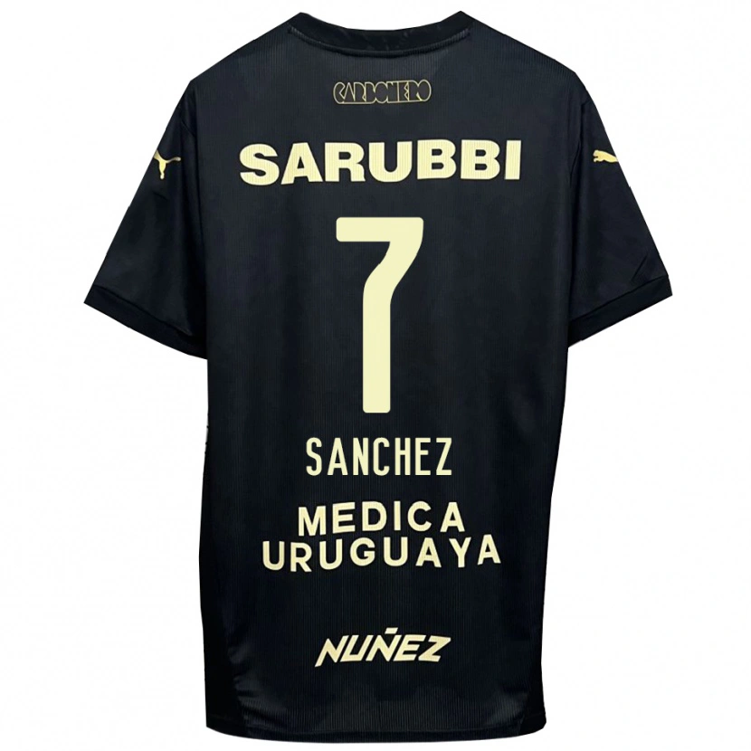 Danxen Criança Camisola Carlos Sánchez #7 Preto Dourado Alternativa 2025/26 Camisa
