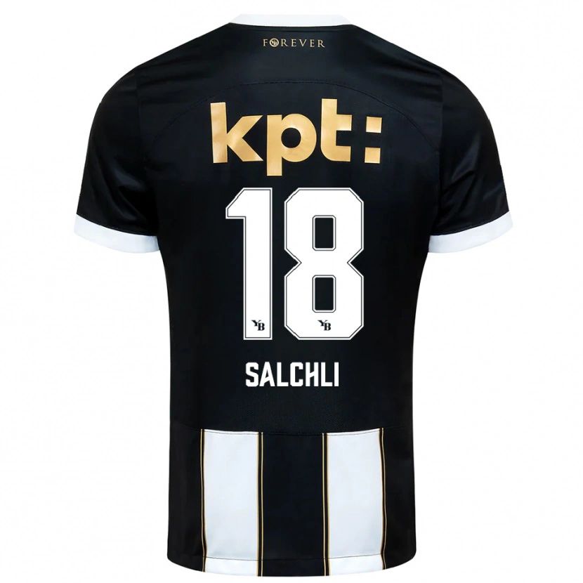 Danxen Criança Camisola Ruben Salchli #18 Preto Branco Alternativa 2025/26 Camisa