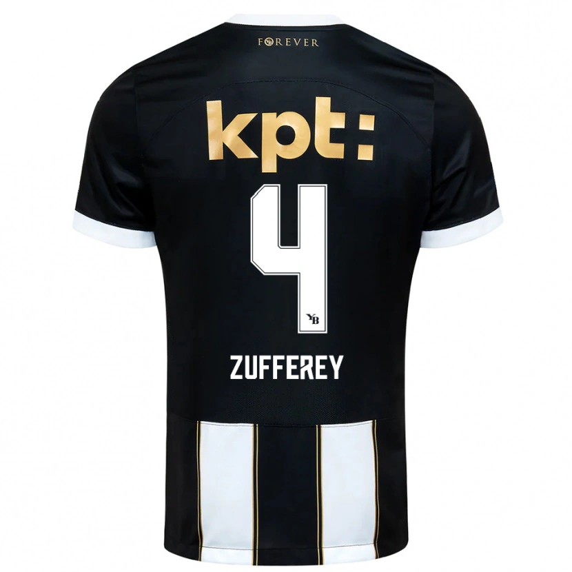 Danxen Criança Camisola Gil Zufferey #4 Preto Branco Alternativa 2025/26 Camisa
