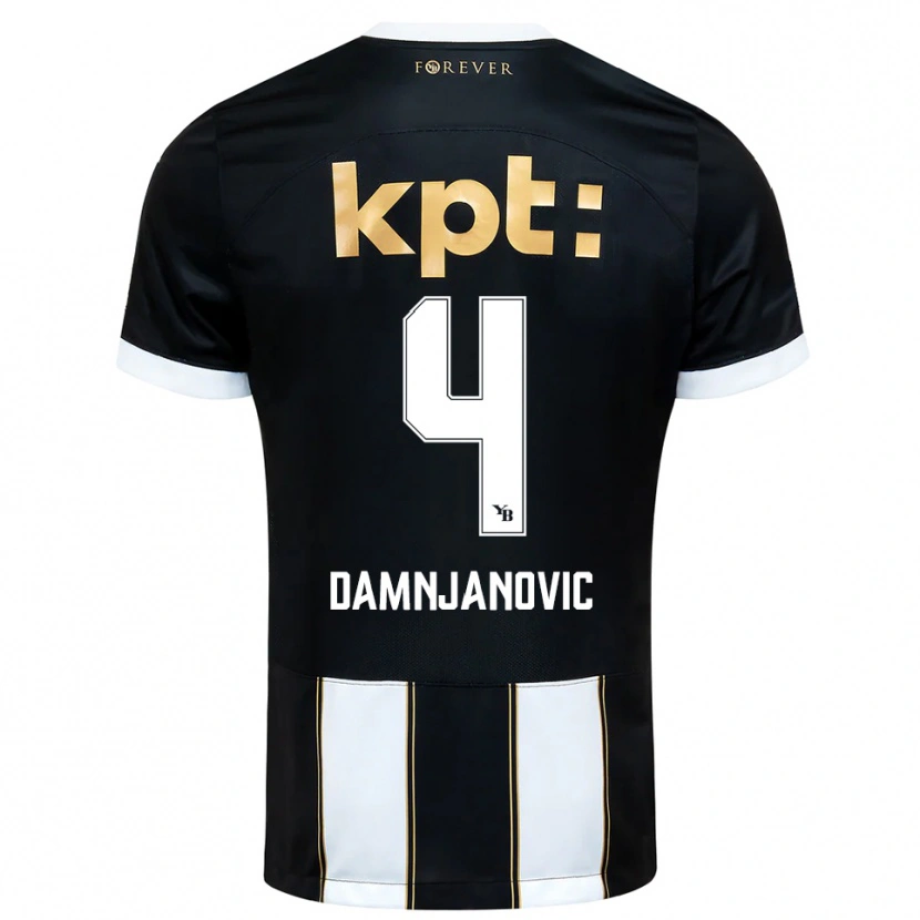 Danxen Criança Camisola Lazar Damnjanovic #4 Preto Branco Alternativa 2025/26 Camisa