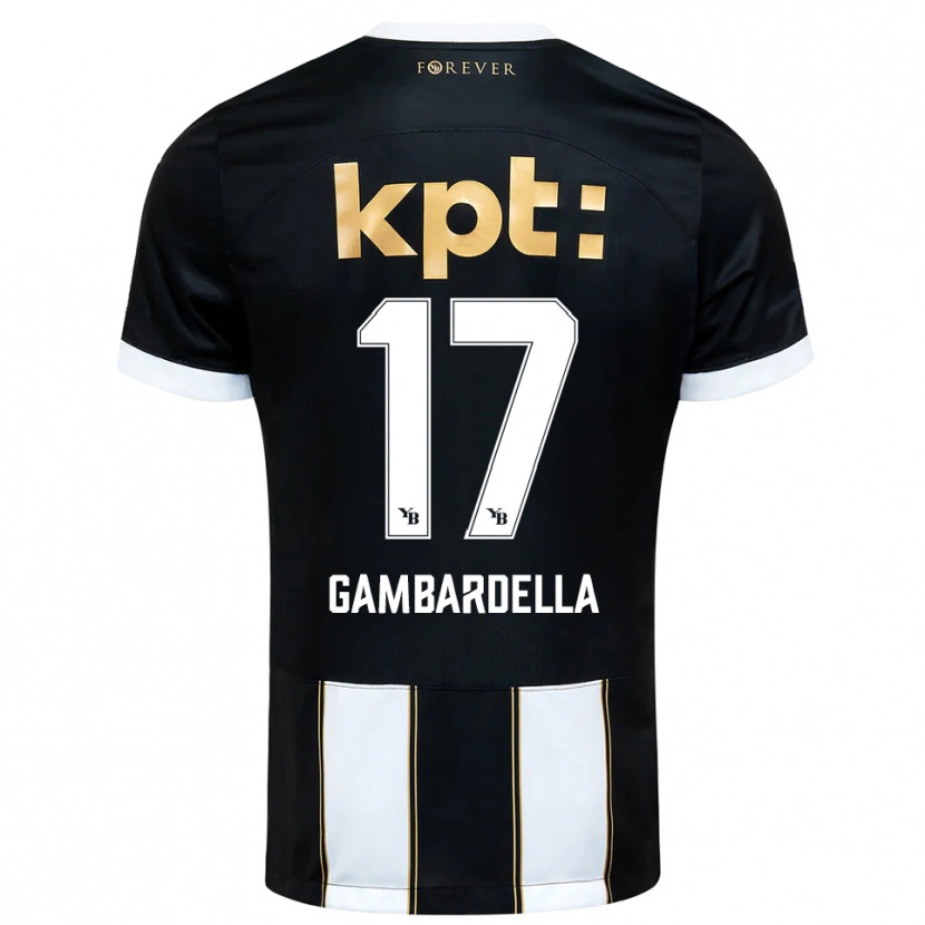 Danxen Criança Camisola Matteo Gambardella #17 Preto Branco Alternativa 2025/26 Camisa