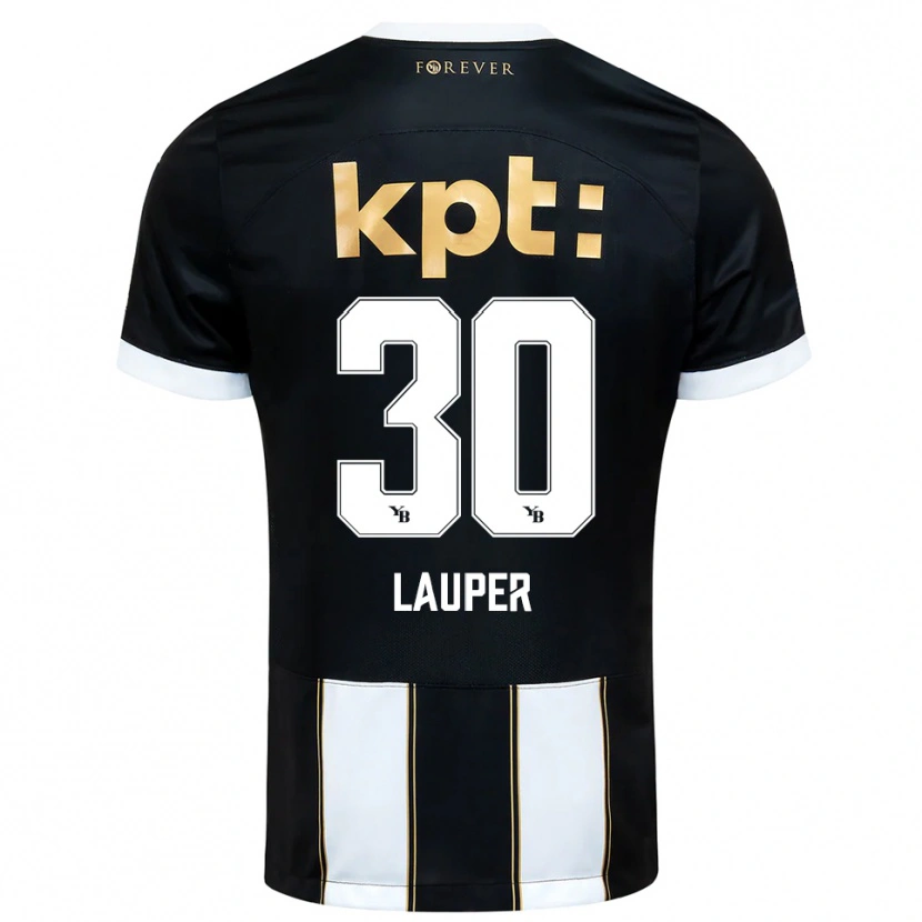 Danxen Criança Camisola Sandro Lauper #30 Preto Branco Alternativa 2025/26 Camisa