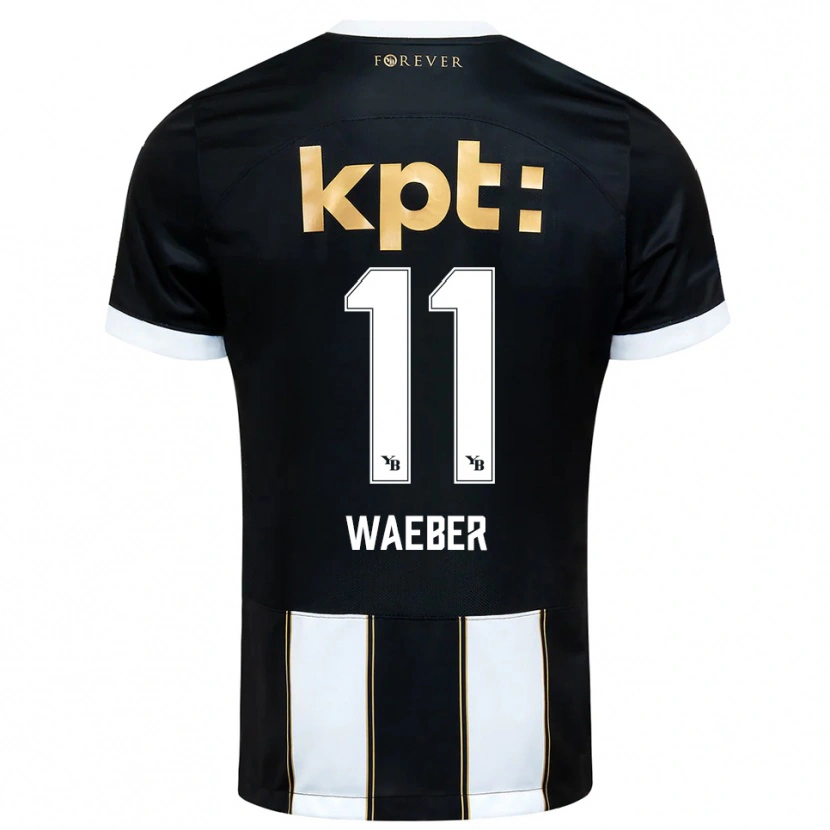 Danxen Criança Camisola Stéphanie Waeber #11 Preto Branco Alternativa 2025/26 Camisa