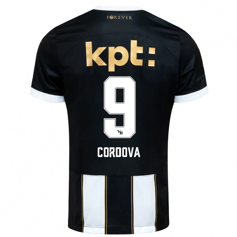 Danxen Criança Camisola Sergio Córdova #9 Preto Branco Alternativa 2025/26 Camisa