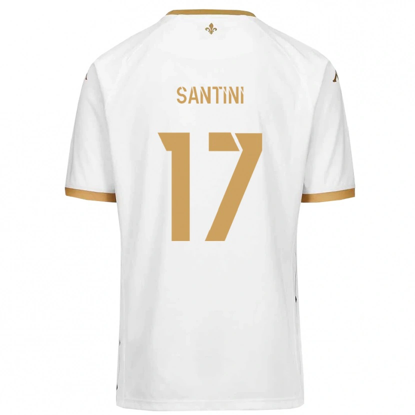 Danxen Criança Camisola Jérémi Santini #17 Branco Dourado Alternativa 2025/26 Camisa