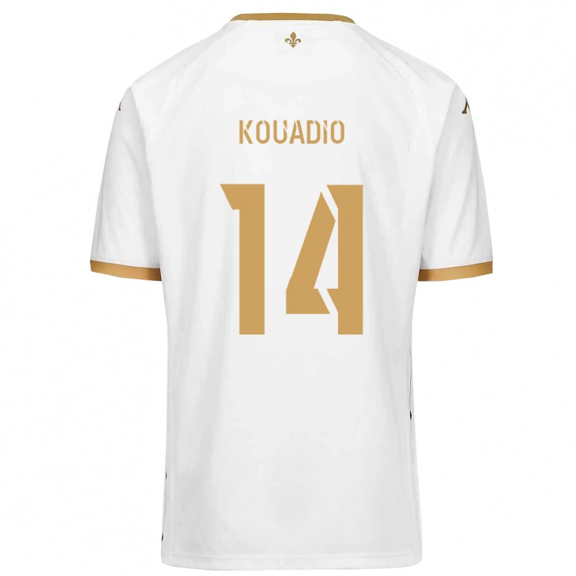 Danxen Criança Camisola Loïc Kouadio #14 Branco Dourado Alternativa 2025/26 Camisa