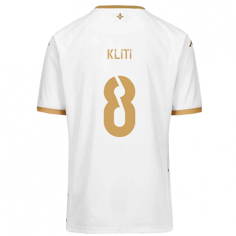 Danxen Criança Camisola Ayoub Kliti #8 Branco Dourado Alternativa 2025/26 Camisa