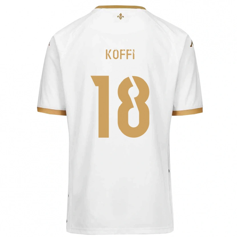 Danxen Criança Camisola Patrick Koffi #18 Branco Dourado Alternativa 2025/26 Camisa