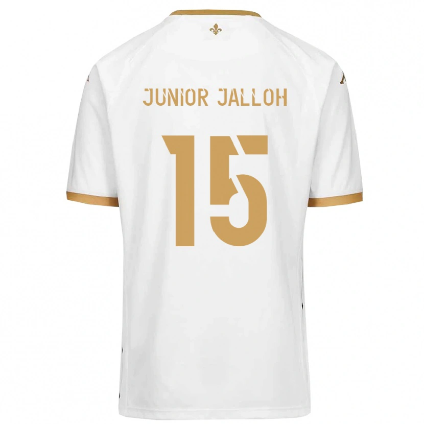 Danxen Criança Camisola Abubakar Junior Jalloh #15 Branco Dourado Alternativa 2025/26 Camisa