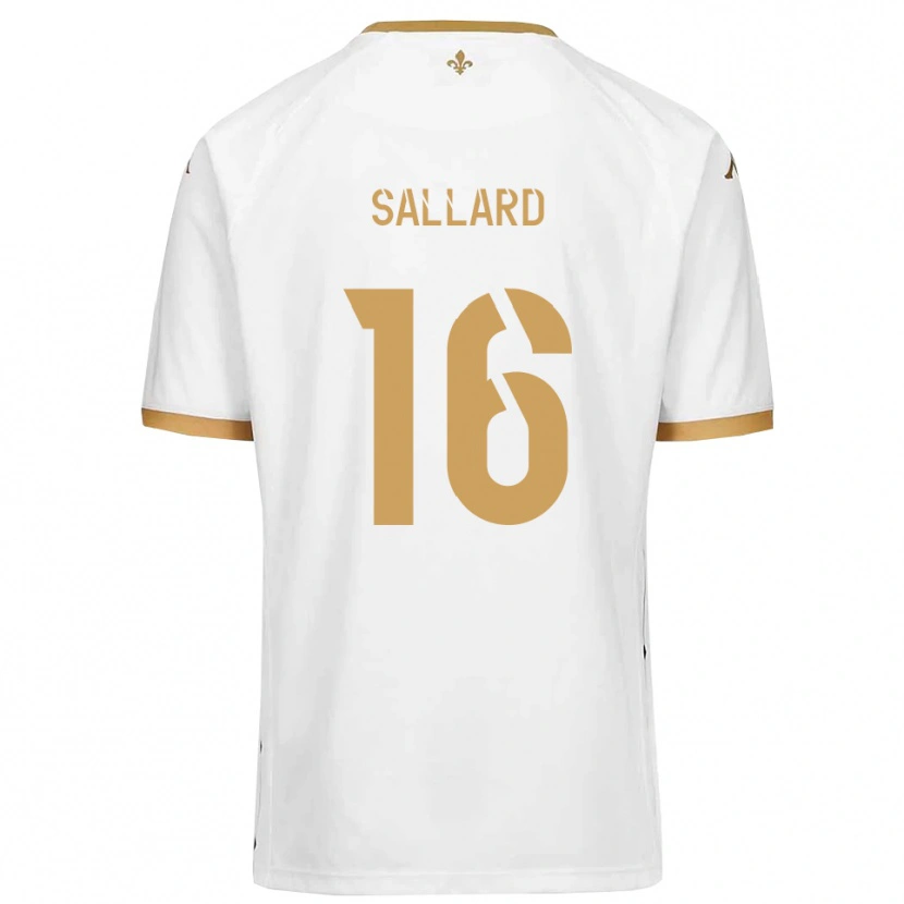 Danxen Criança Camisola Romain Sallard #16 Branco Dourado Alternativa 2025/26 Camisa