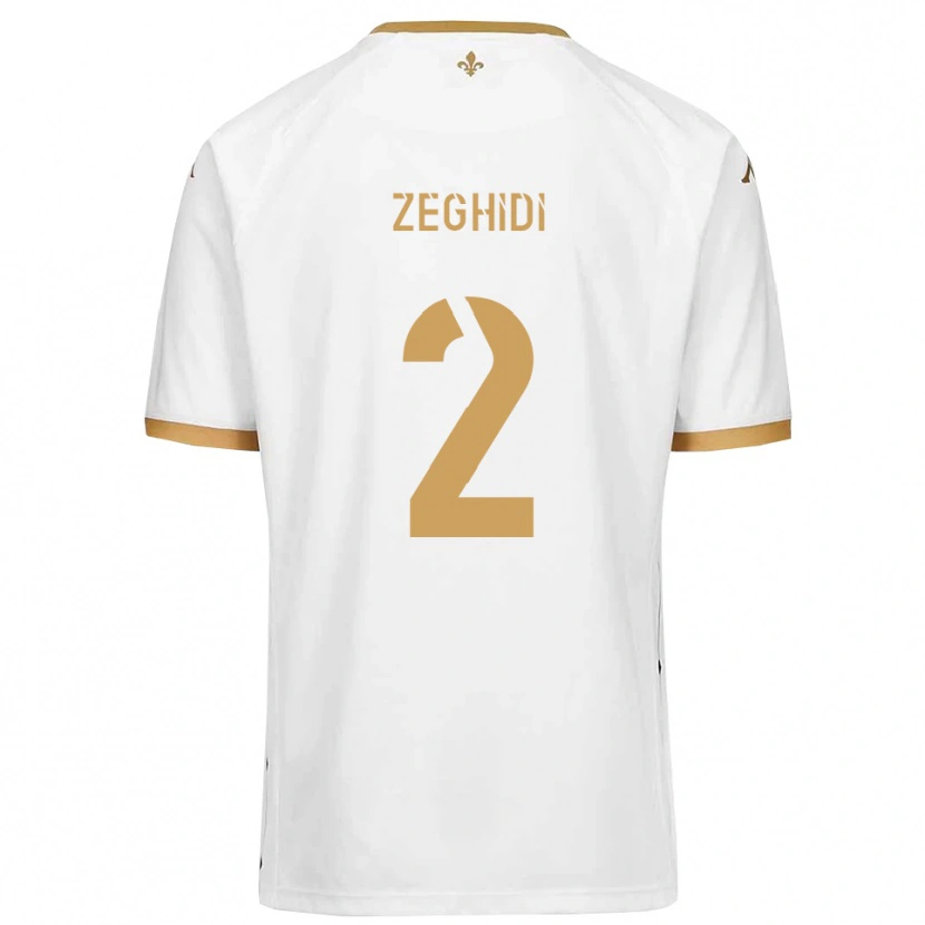 Danxen Criança Camisola Yanis Zeghidi #2 Branco Dourado Alternativa 2025/26 Camisa