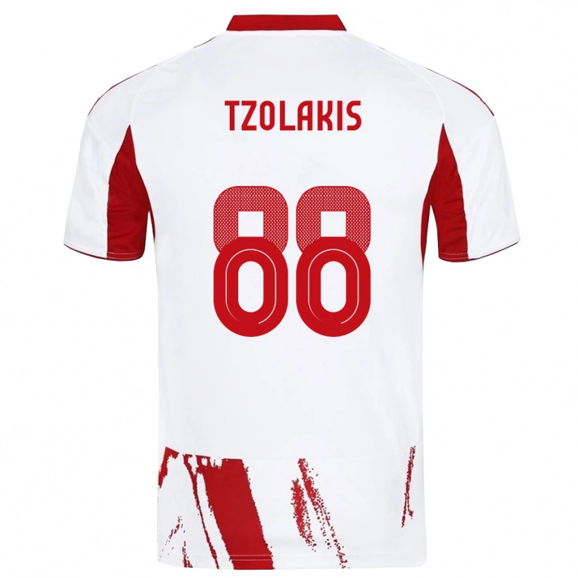 Danxen Criança Camisola Konstantinos Tzolakis #88 Branco Vermelho Alternativa 2025/26 Camisa
