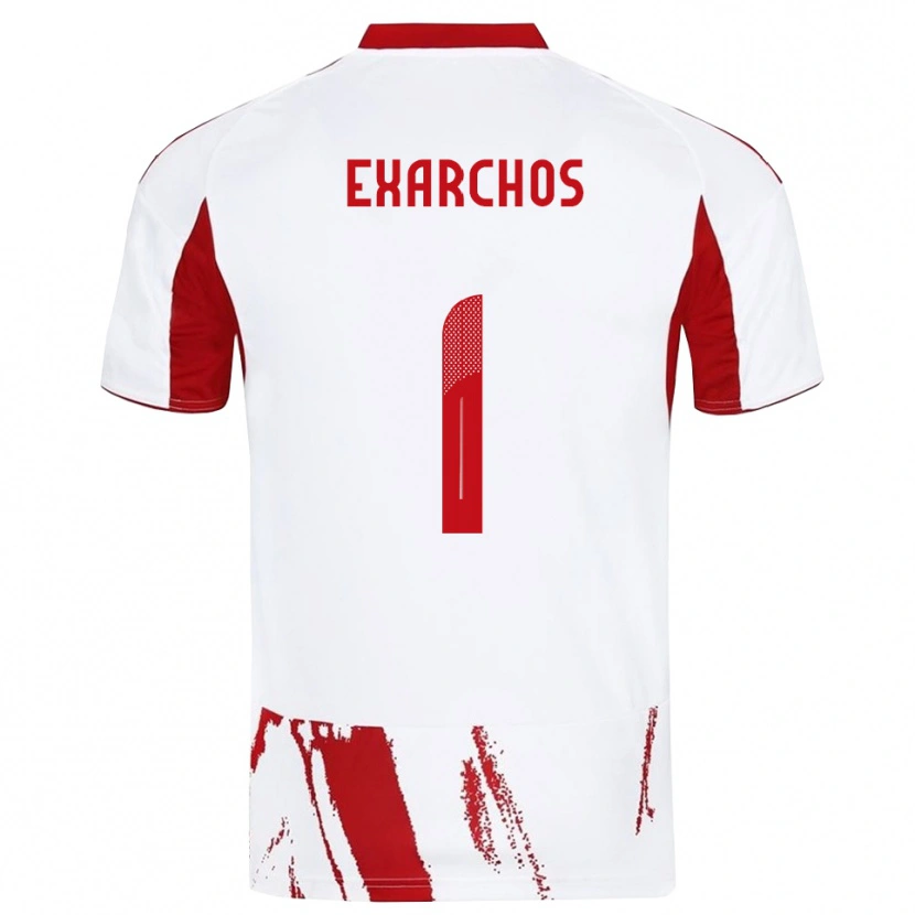 Danxen Criança Camisola Alexandros Exarchos #1 Branco Vermelho Alternativa 2025/26 Camisa