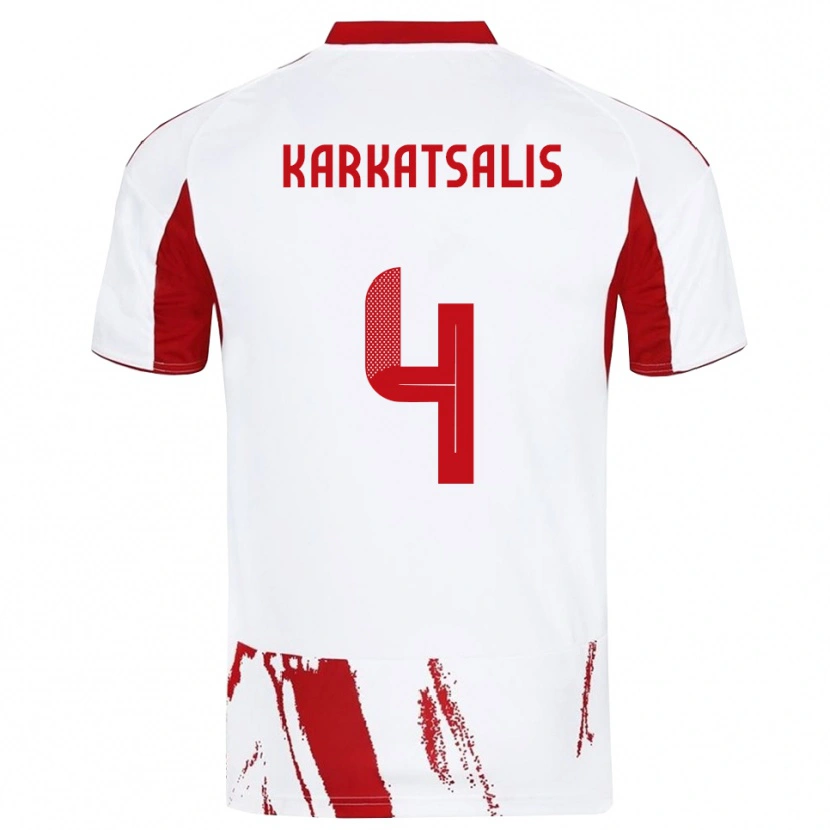 Danxen Criança Camisola Vasilios Karkatsalis #4 Branco Vermelho Alternativa 2025/26 Camisa