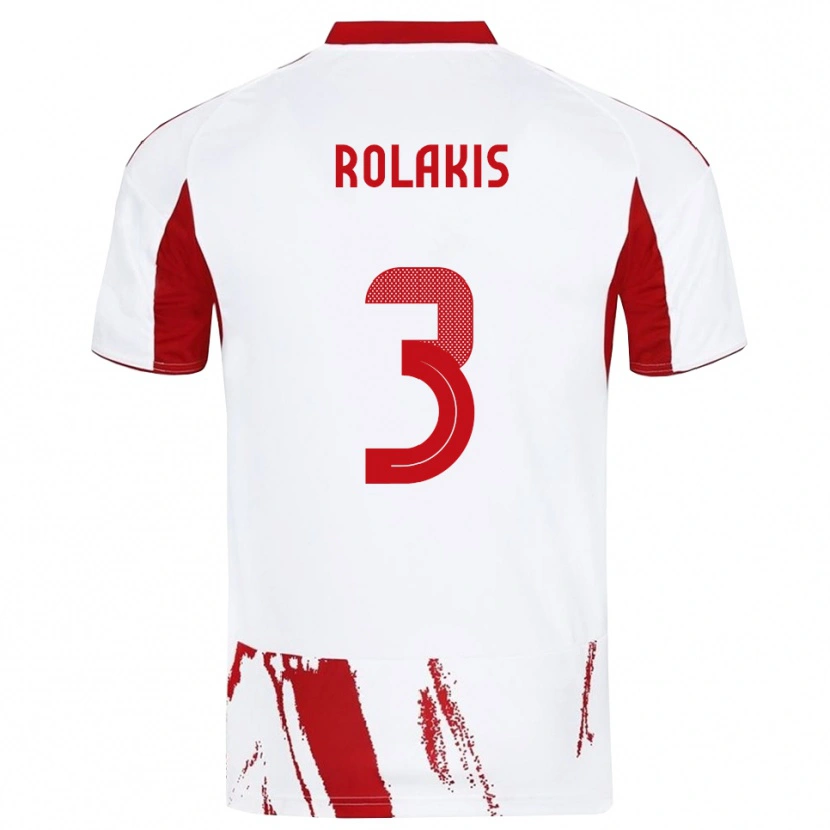 Danxen Criança Camisola Giannis Rolakis #3 Branco Vermelho Alternativa 2025/26 Camisa