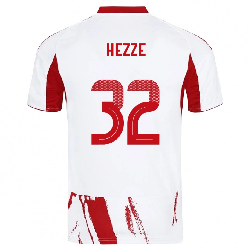 Danxen Criança Camisola Santiago Hezze #32 Branco Vermelho Alternativa 2025/26 Camisa