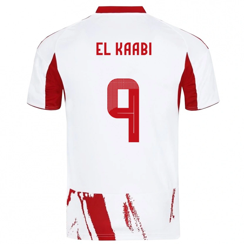 Danxen Criança Camisola Ayoub El Kaabi #9 Branco Vermelho Alternativa 2025/26 Camisa
