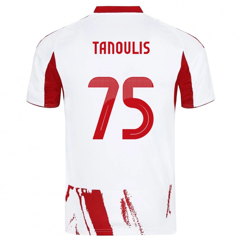 Danxen Criança Camisola Konstantinos Tanoulis #75 Branco Vermelho Alternativa 2025/26 Camisa