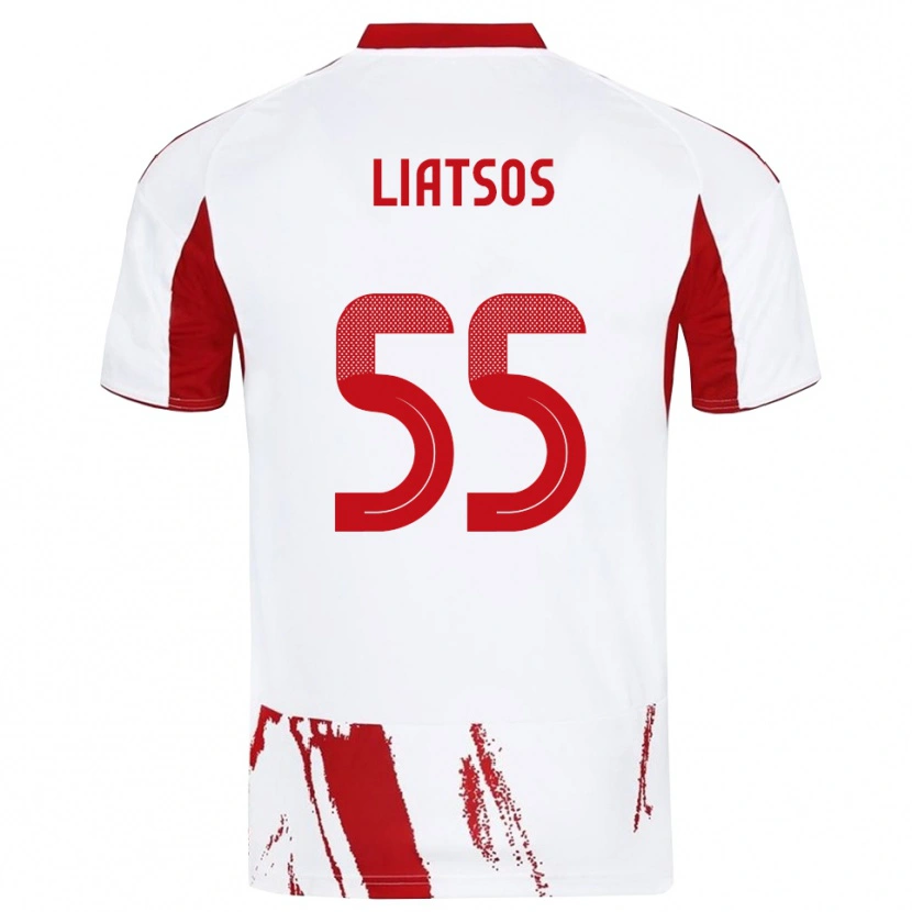 Danxen Criança Camisola Christos Liatsos #55 Branco Vermelho Alternativa 2025/26 Camisa