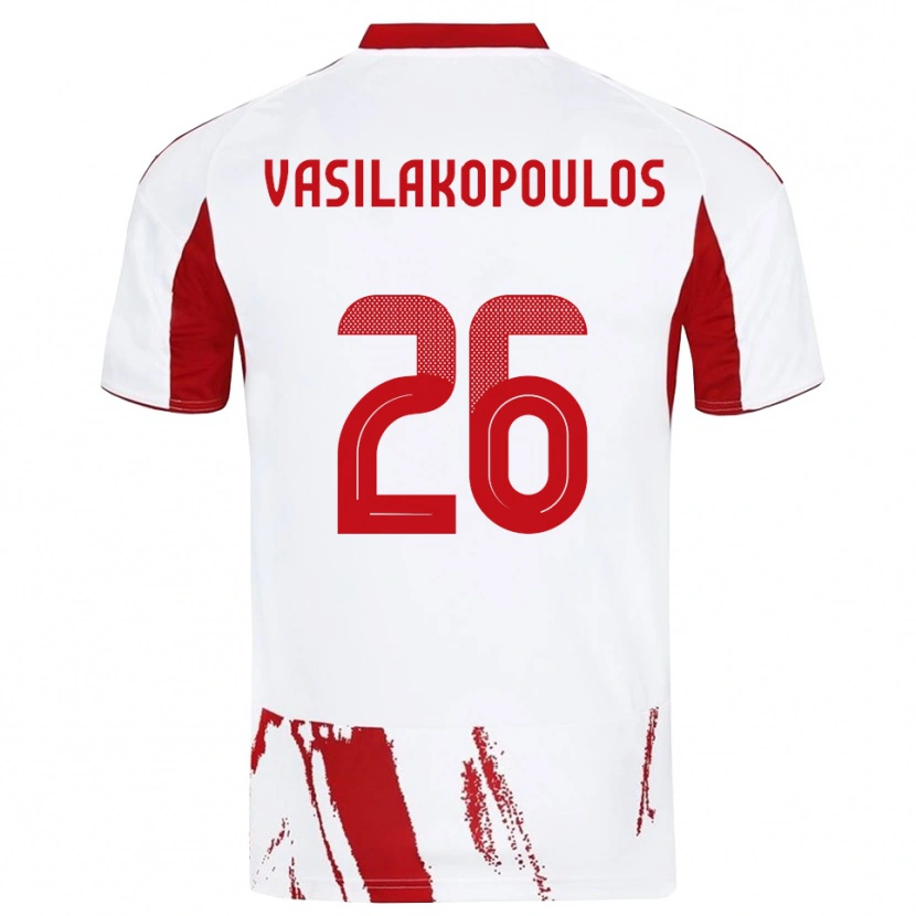 Danxen Criança Camisola Sarantos Vasilakopoulos #26 Branco Vermelho Alternativa 2025/26 Camisa