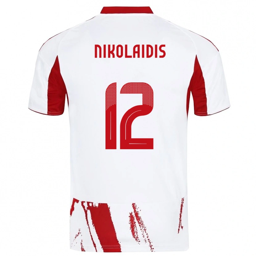 Danxen Criança Camisola Georgios Nikolaidis #12 Branco Vermelho Alternativa 2025/26 Camisa