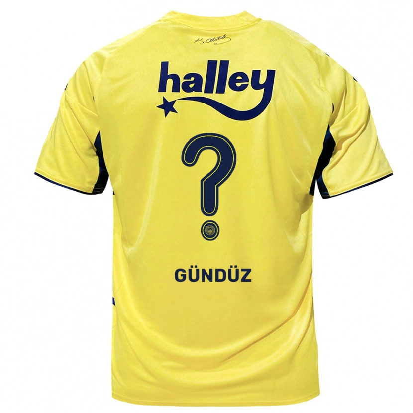 Danxen Criança Camisola Kerem Gündüz #0 Amarelo Marinho Alternativa 2025/26 Camisa